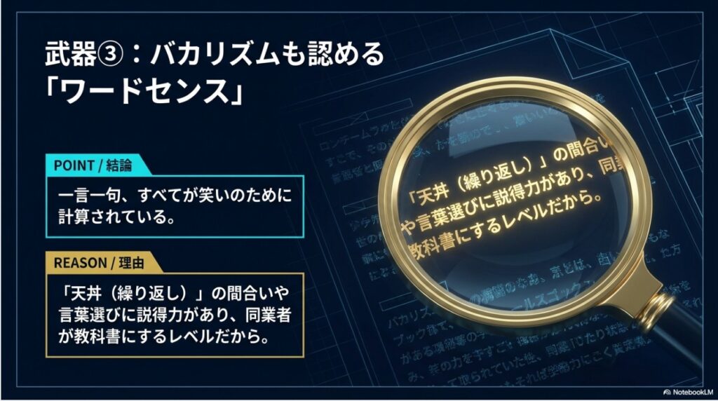 バカリズムも絶賛するルシファー吉岡の一言一句計算されたワードセンスの解説