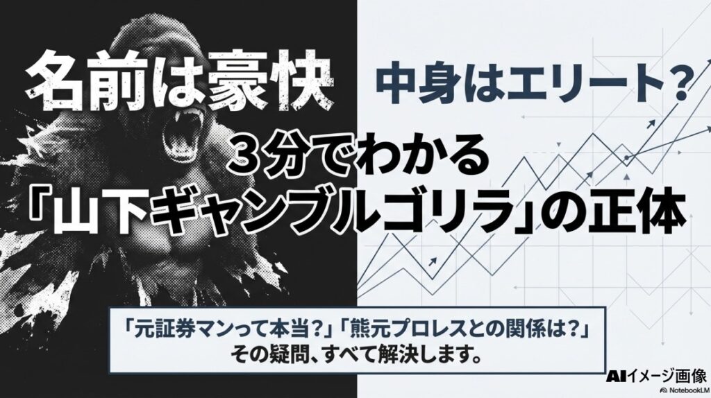 3分でわかる山下ギャンブルゴリラの正体と元証券マン・熊元プロレスとの関係についての解説画像