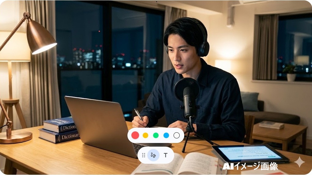 オンライン英会話で熱心に英語を勉強する佐野勇斗のイメージ画像