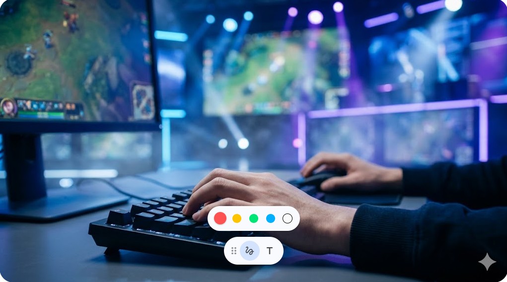 eスポーツの大会会場で高度なキーボード操作を行うプロゲーマーの手元アップ