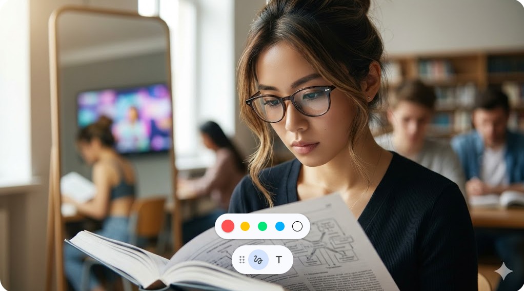 大学の図書館で心理学の文献を熱心に読み耽る知的な日本人女性